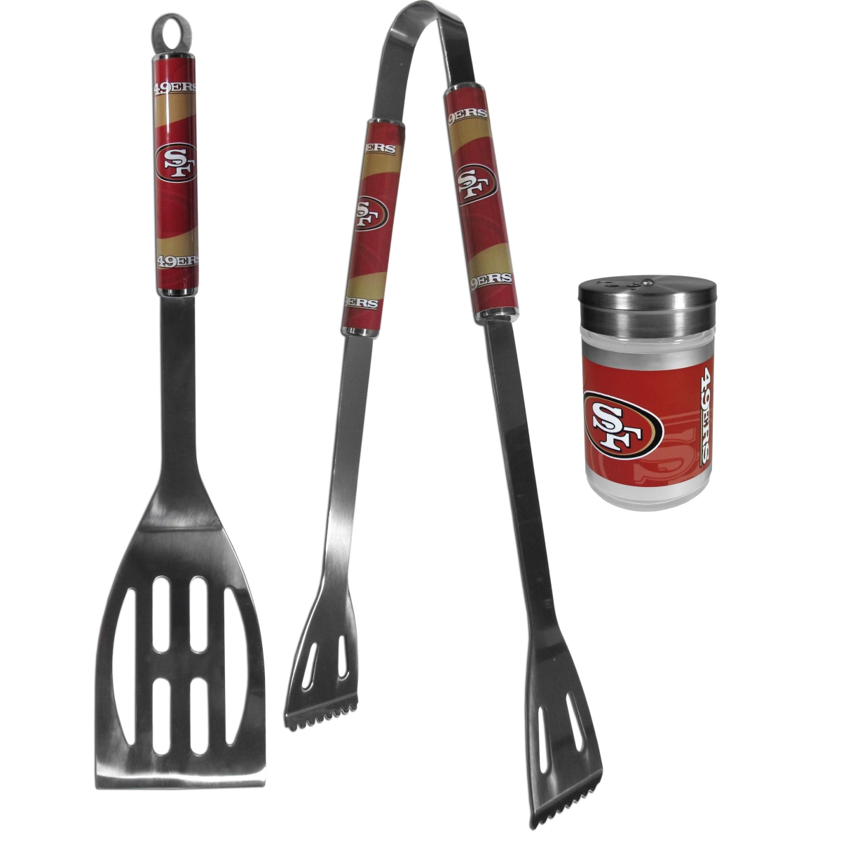 Picture of Siskiyou F2BQ075SEA Unisex NFL San Francisco 49ers 2 Piece BBQ Set with Season Shaker - One Size