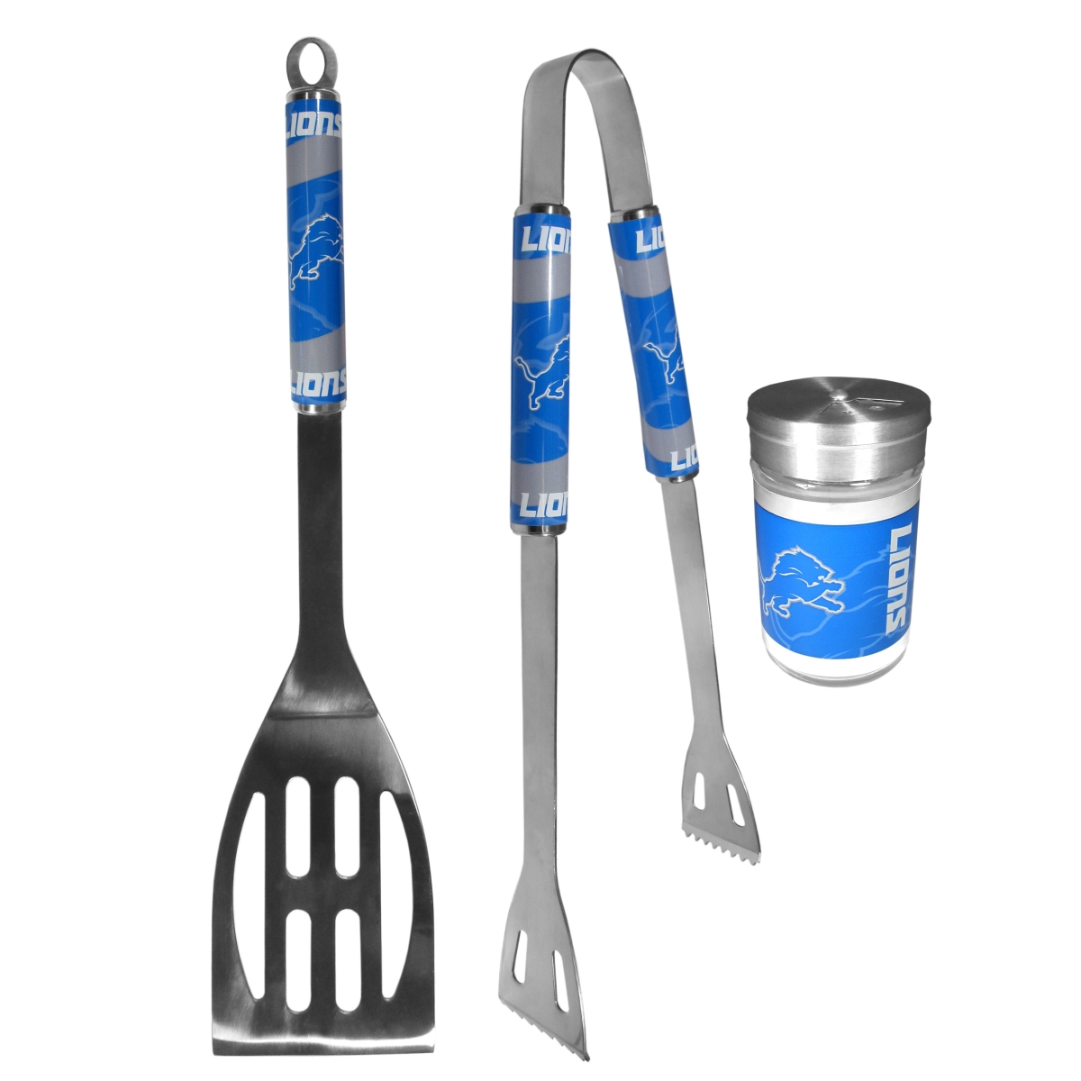 Picture of Siskiyou F2BQ105SEA Unisex NFL Detroit Lions 2 Piece BBQ Set with Season Shaker - One Size