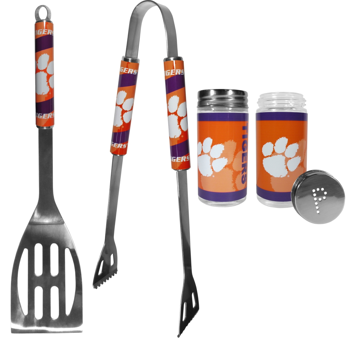 Picture of Siskiyou C2BQ69TSP Unisex NCAA Clemson Tigers 2 Piece BBQ Set with Tailgate Salt & Pepper Shaker - One Size