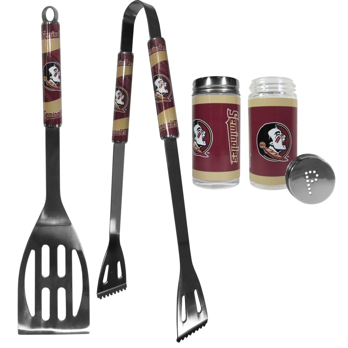 Picture of Siskiyou C2BQ7TSP Unisex NCAA Florida State Seminoles 2 Piece BBQ Set with Tailgate Salt & Pepper Shaker - One Size