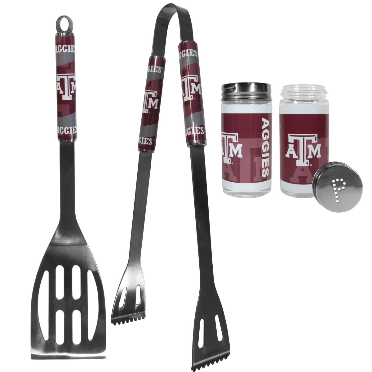 Siskiyou C2BQ26TSP Unisex NCAA Texas A & M Aggies 2 Piece BBQ Set with Tailgate Salt & Pepper Shaker - One Size