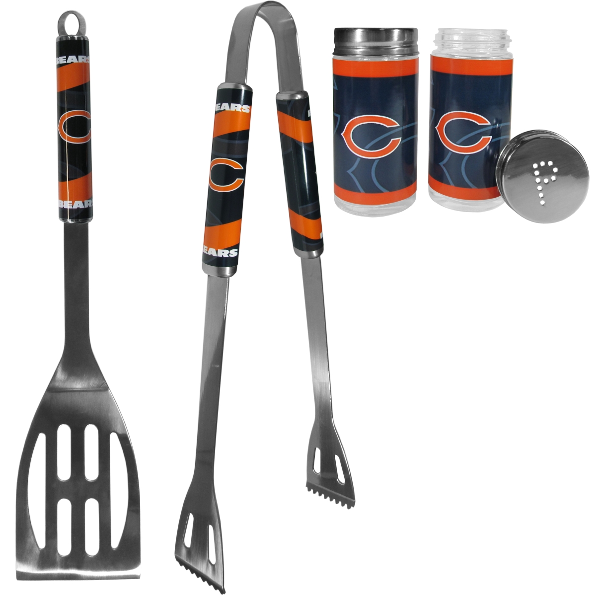Picture of Siskiyou F2BQ005TSP Unisex NFL Chicago Bears 2 Piece BBQ Set with Tailgate Salt & Pepper Shaker - One Size