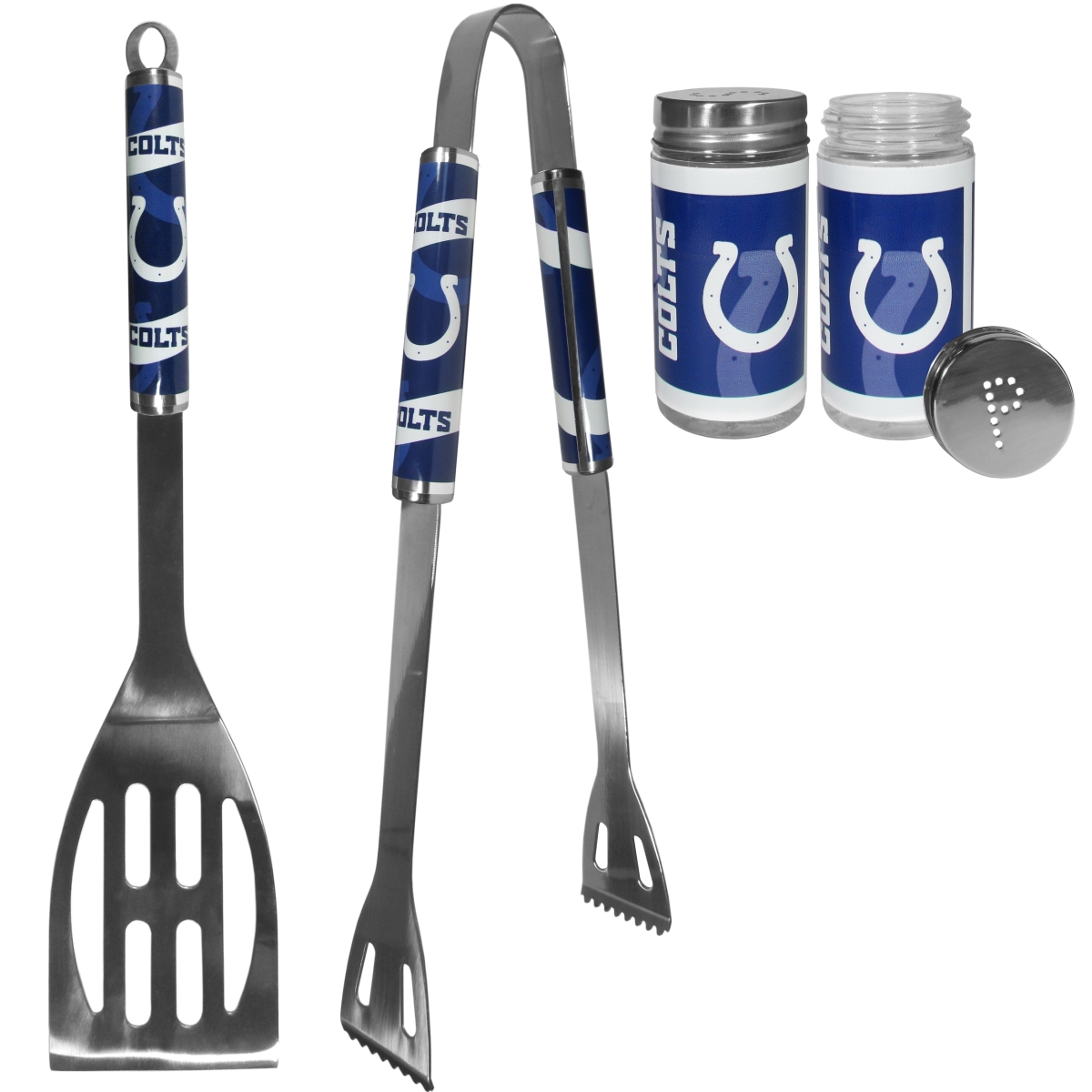 Picture of Siskiyou F2BQ050TSP Unisex NFL Indianapolis Colts 2 Piece BBQ Set with Tailgate Salt & Pepper Shaker - One Size