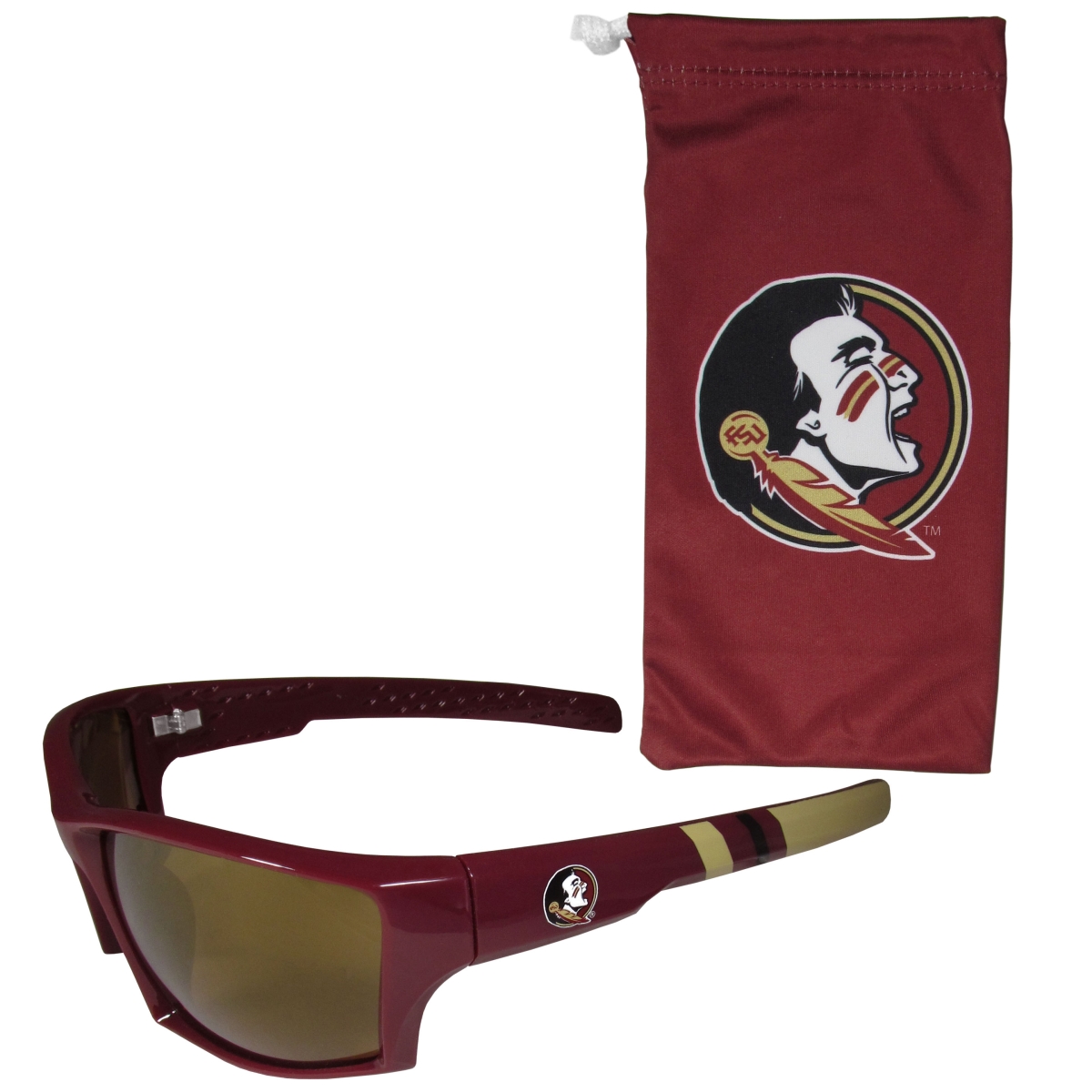 Siskiyou  NCAA Florida State Seminoles Edge Wrap Sunglass & Bag Set - One Size - Black & Red