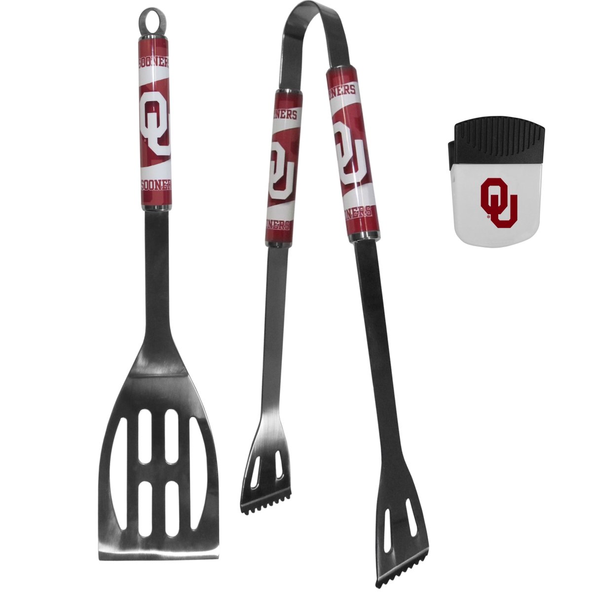 Picture of Siskiyou C2BQ48PMC Unisex NCAA Oklahoma Sooners 2 Piece BBQ Set & Chip Clip - One Size