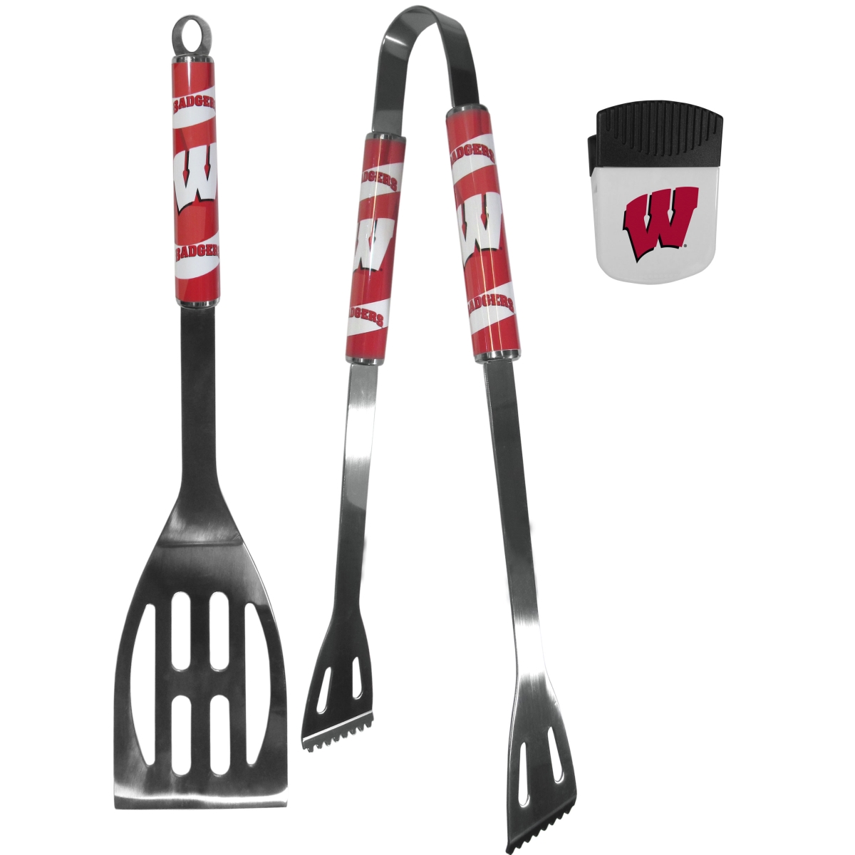 Picture of Siskiyou C2BQ51PMC Unisex NCAA Wisconsin Badgers 2 Piece BBQ Set & Chip Clip - One Size