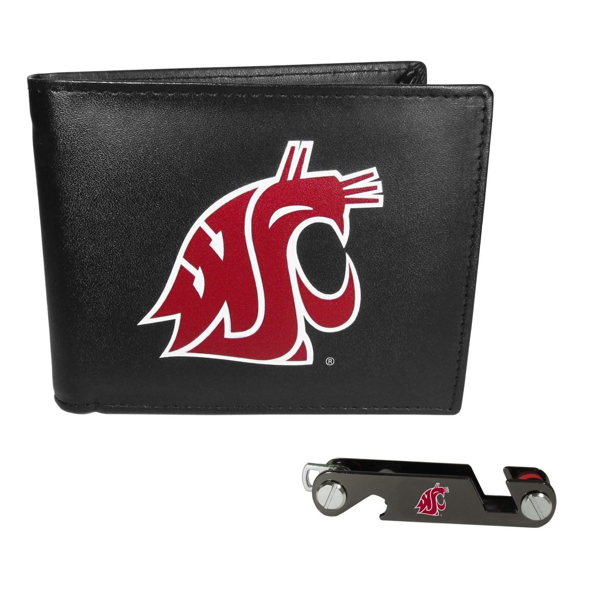Siskiyou CLBF71KCO Unisex NCAA Washington State Cougars Leather Bi-fold Wallet & Key Organizer