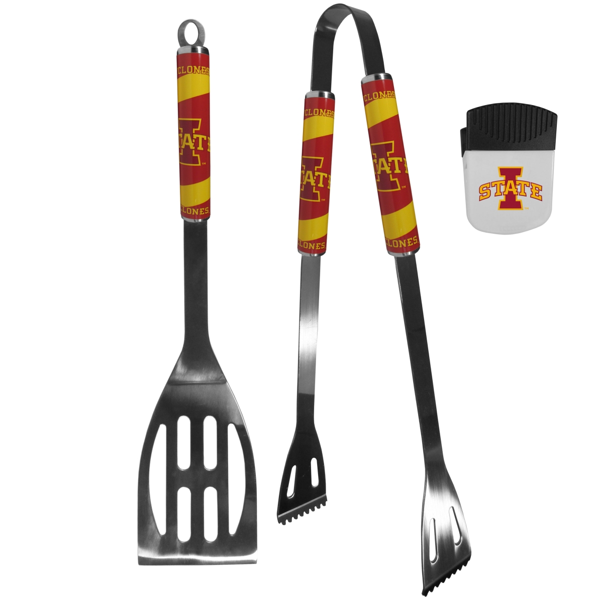 Picture of Siskiyou C2BQ83PMC Unisex NCAA Iowa State Cyclones 2 Piece BBQ Set & Chip Clip - One Size