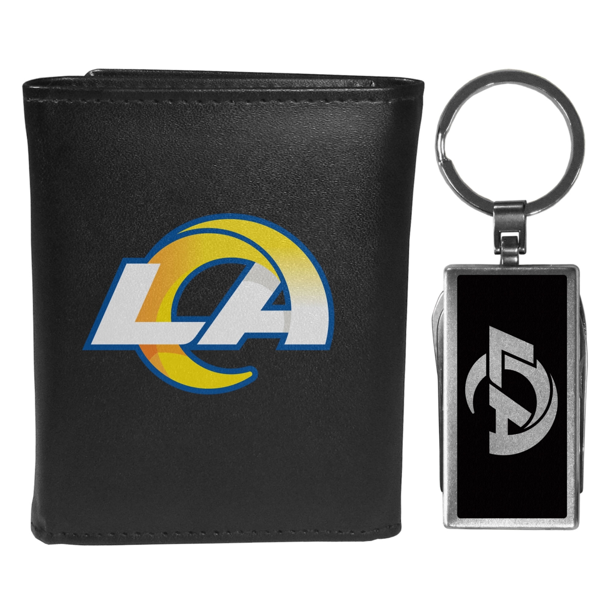 Siskiyou FLTR130MTB Male NFL Los Angeles Rams Leather Tri-fold Wallet & Multi-tool Key Chain