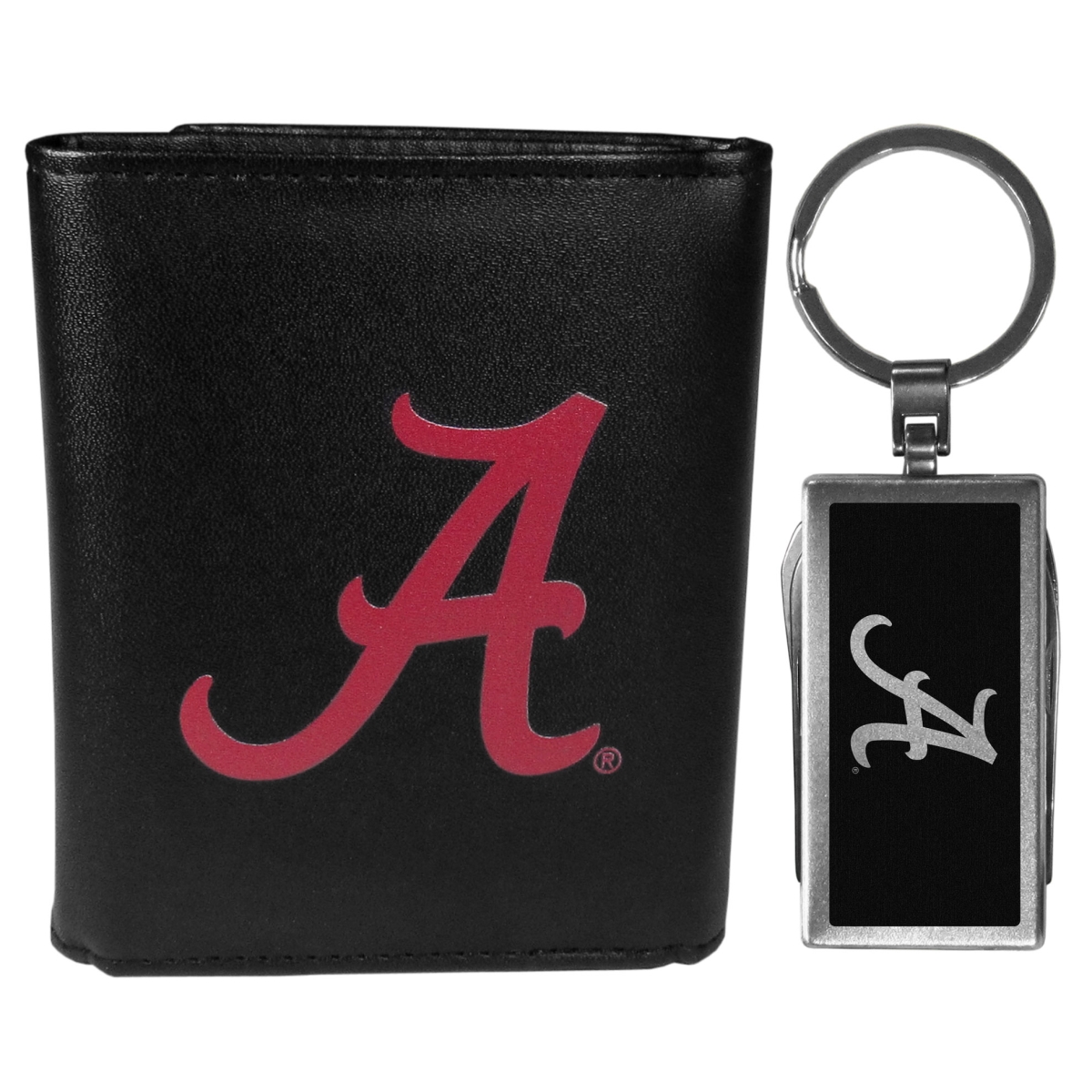 Siskiyou CTRL13MTB Male NCAA Alabama Crimson Tide Tri-fold Wallet & Multi-tool Key Chain, Black