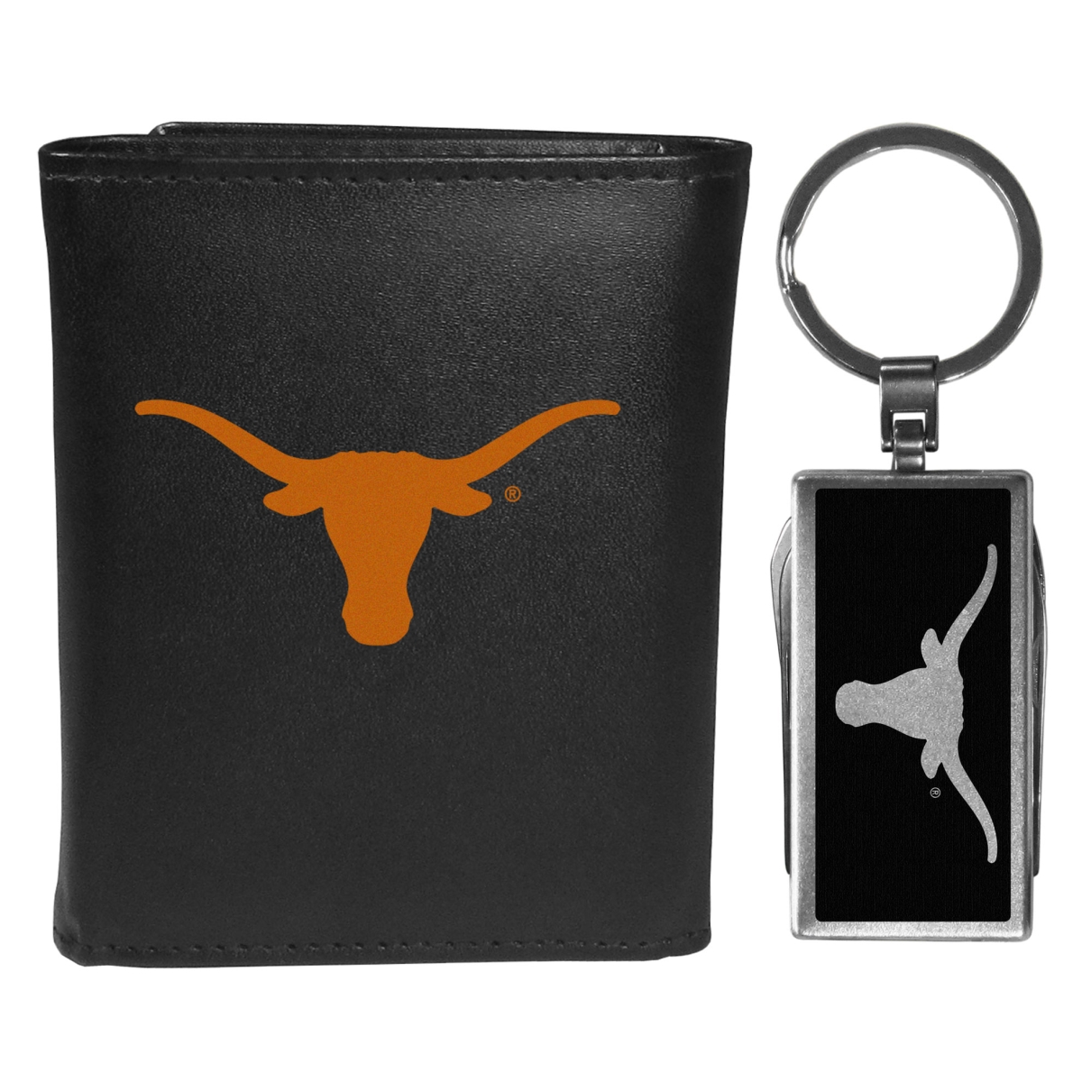 Siskiyou CTRL22MTB Male NCAA Texas Longhorns Tri-fold Wallet & Multi-tool Key Chain, Black