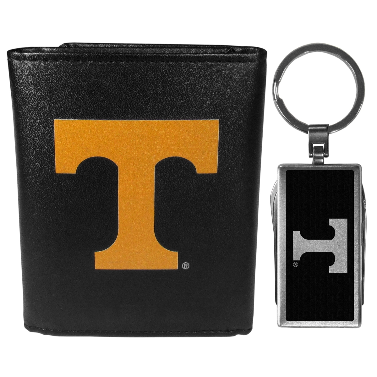 Siskiyou CTRL25MTB Male NCAA Tennessee Volunteers Tri-fold Wallet & Multi-tool Key Chain, Black