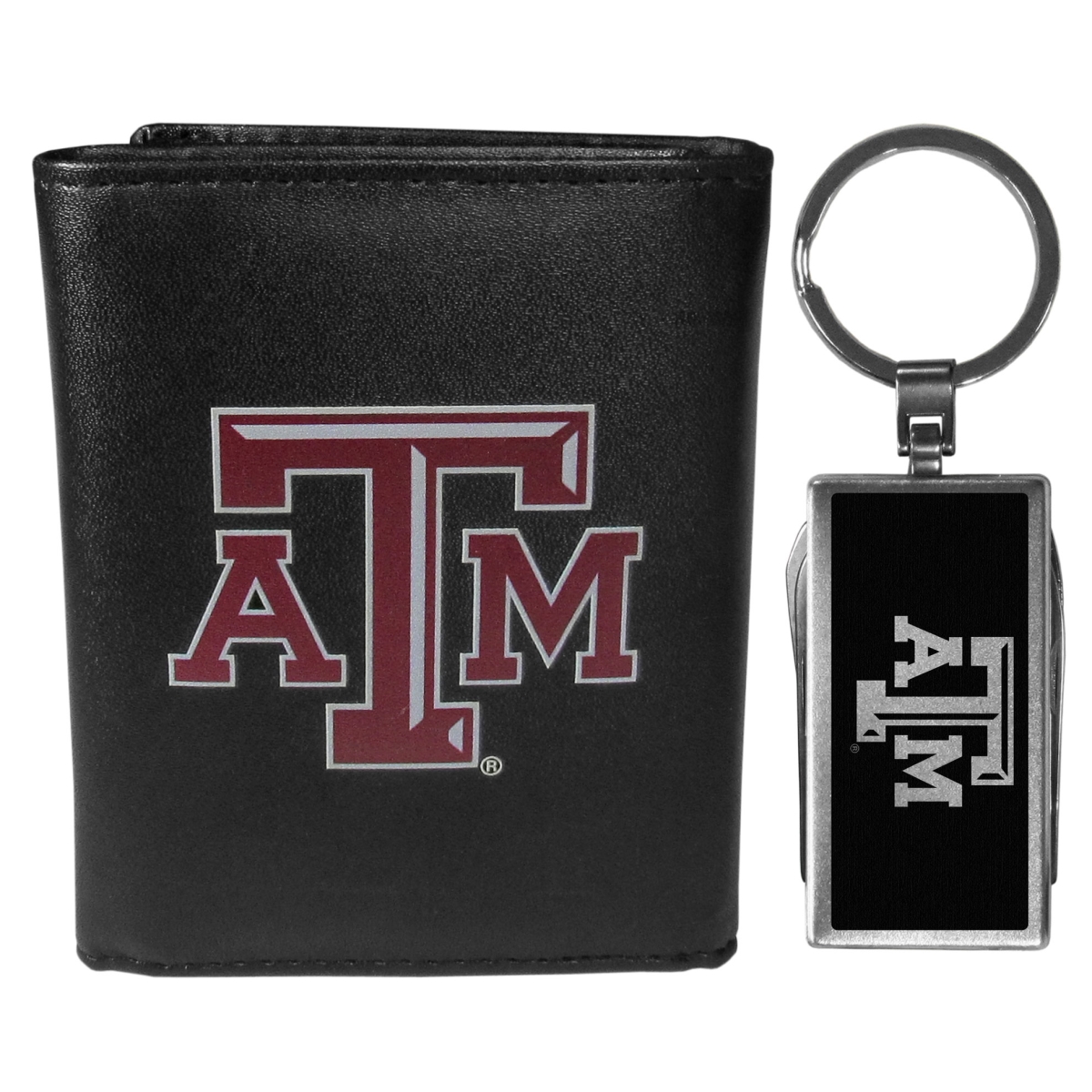 Siskiyou CTRL26MTB Male NCAA Texas A & M Aggies Tri-fold Wallet & Multi-tool Key Chain, Black