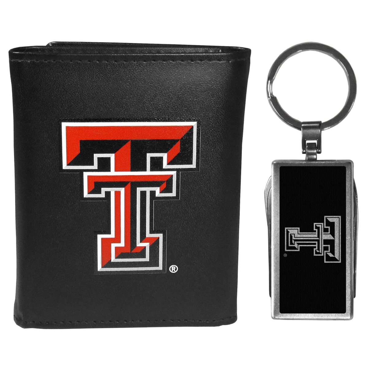Siskiyou CTRL30MTB Male NCAA Texas Tech Raiders Tri-fold Wallet & Multi-tool Key Chain, Black
