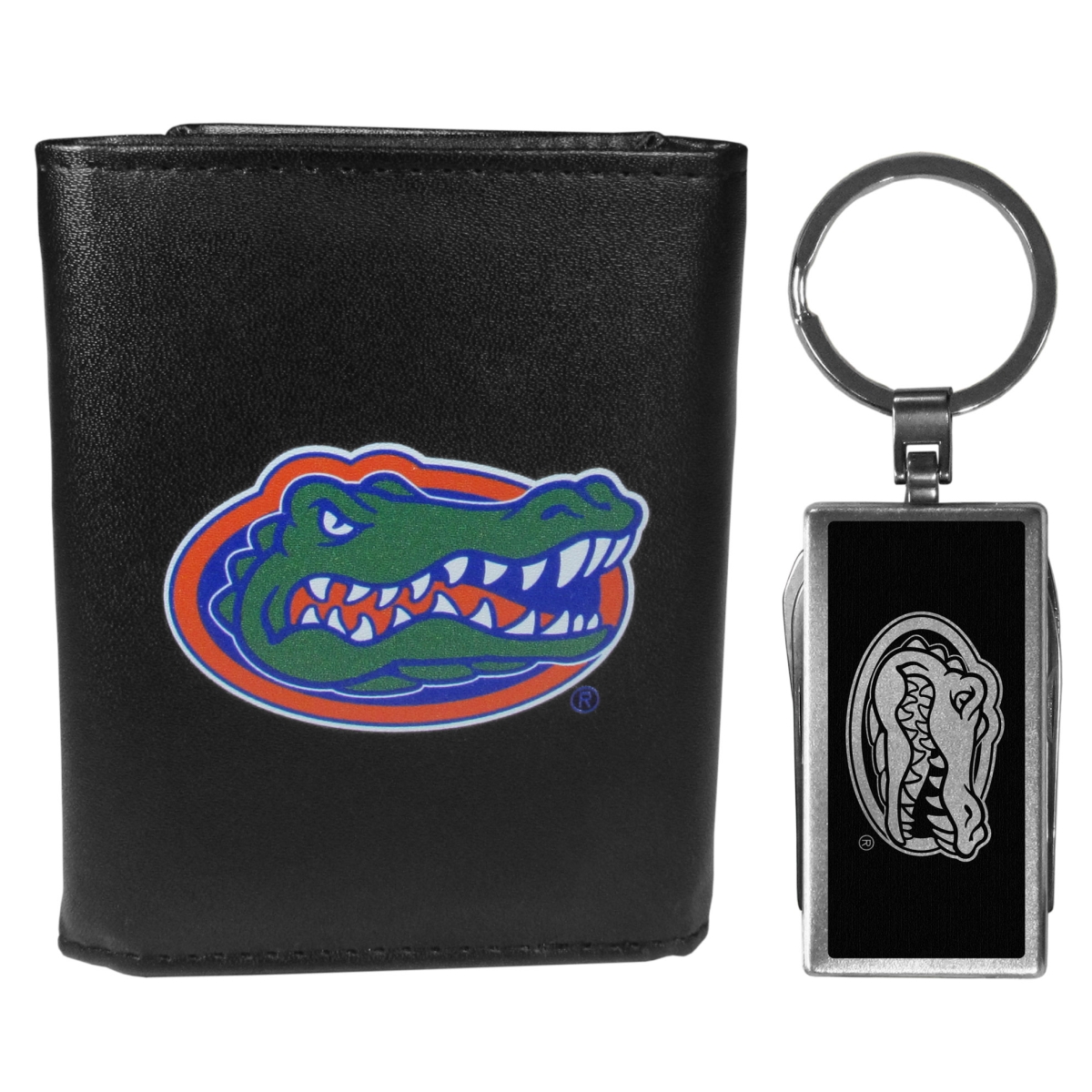 Siskiyou CTRL4MTB Male NCAA Florida Gators Tri-fold Wallet & Multi-tool Key Chain, Black