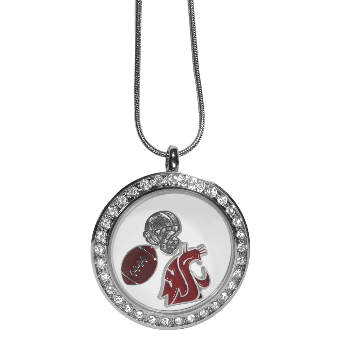 NCAA Washington State Cougars Floating Charm Locket Necklace - Silver - 18 in - Includes 3 Charms