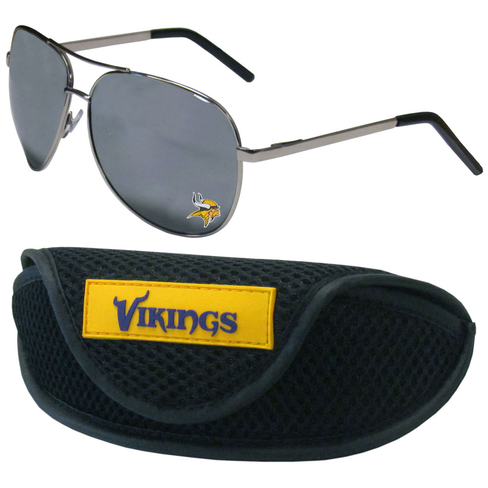 Picture of Siskiyou FASG165SC Unisex NFL Minnesota Vikings Aviator Sunglasses & Sports Case - One Size