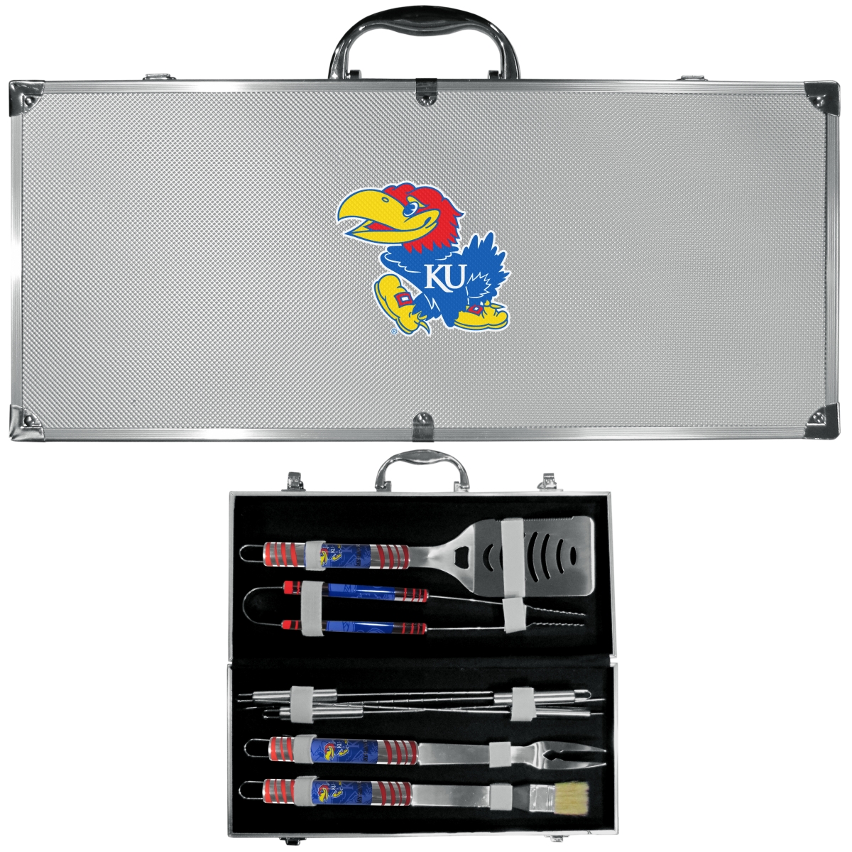 Siskiyou C8BQ21 Unisex NCAA Kansas Jayhawks 8 Piece Tailgater BBQ Set
