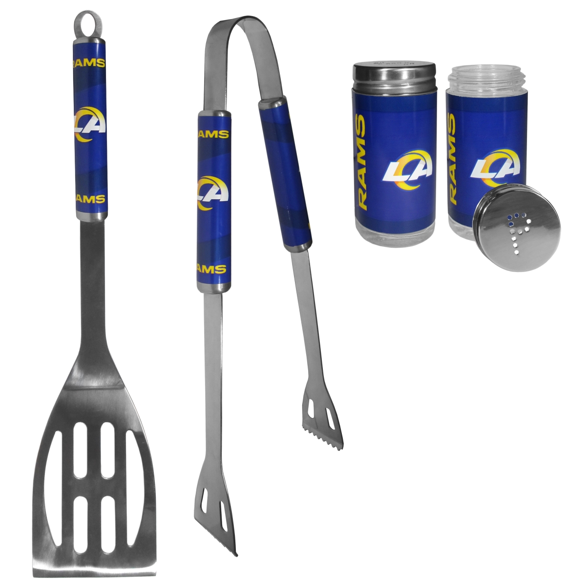 Siskiyou F2BQ130TSP Unisex NFL Los Angeles Rams 2 Piece BBQ Set with Tailgate Salt & Pepper Shaker - One Size