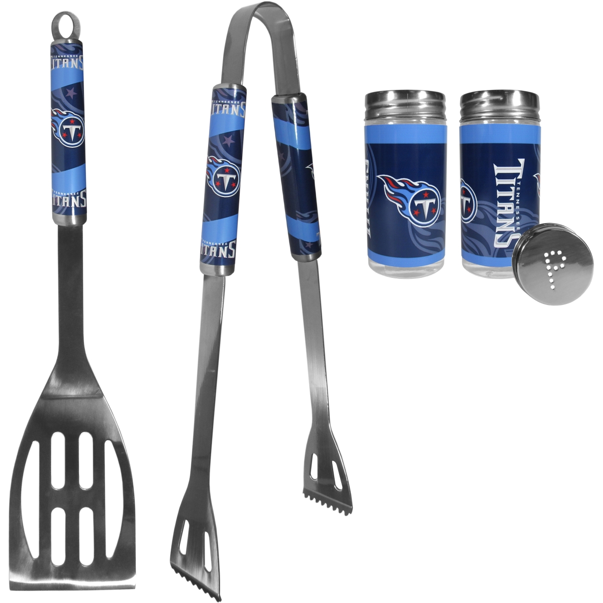 Siskiyou F2BQ185TSP Unisex NFL Tennessee Titans 2 Piece BBQ Set with Tailgate Salt & Pepper Shaker - One Size