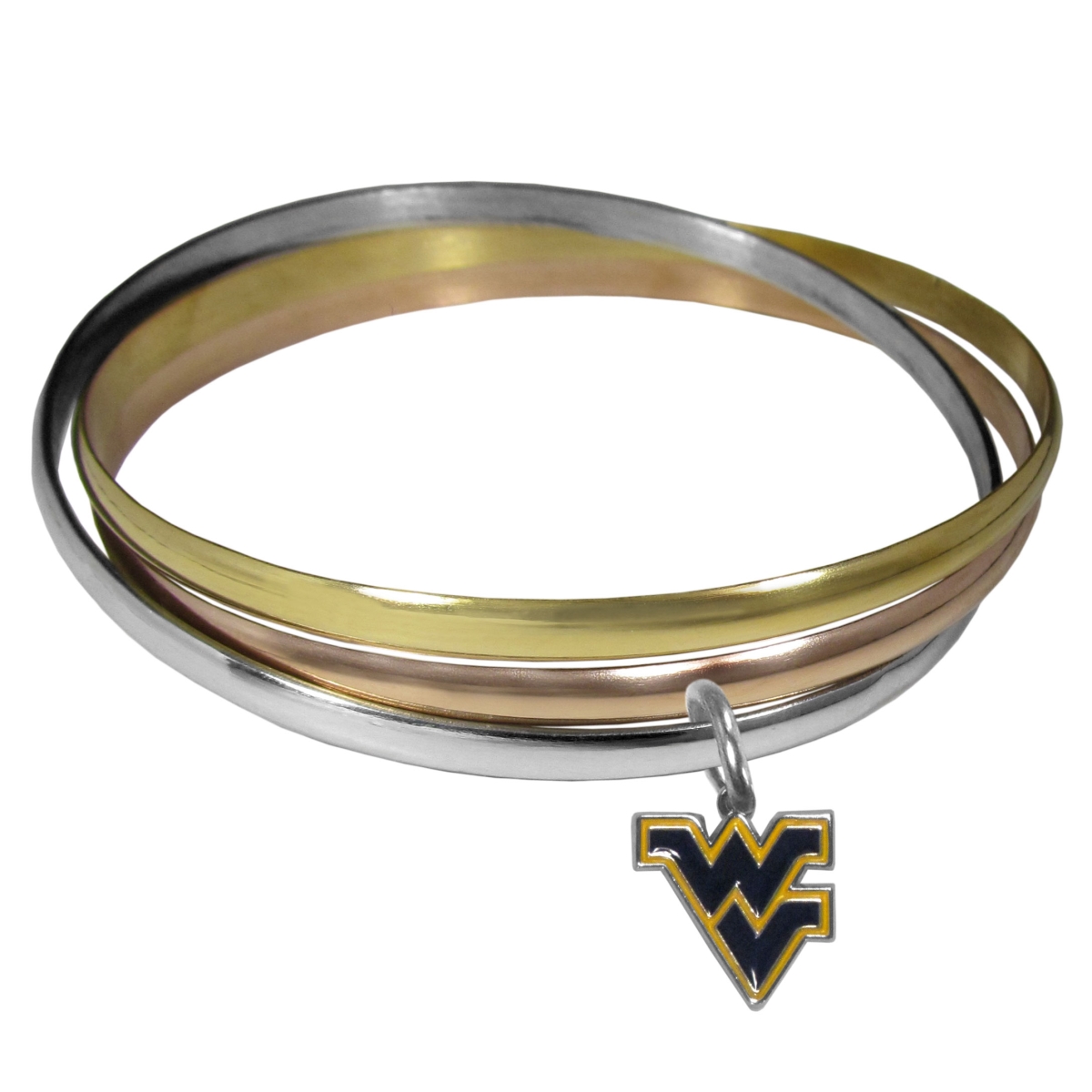 Picture of Siskiyou CBTB60 Female NCAA West Virginia Mountaineers Tri-color Bangle Bracelet - One Size