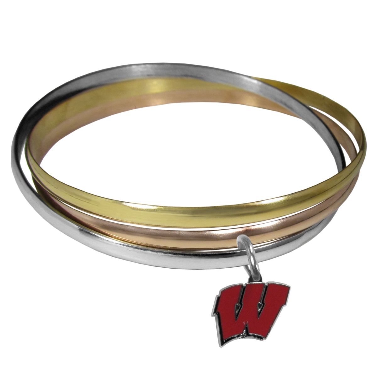 Picture of Siskiyou CBTB51 Female NCAA Wisconsin Badgers Tri-color Bangle Bracelet - One Size
