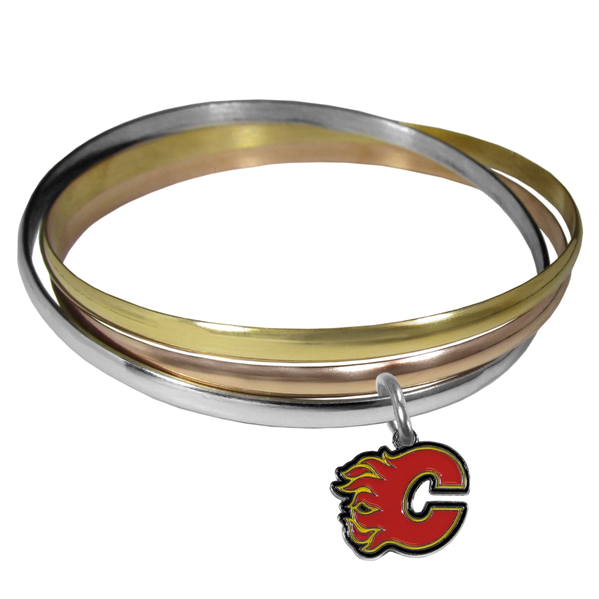 Picture of Siskiyou HBTB60 Female NHL Calgary Flames Tri-color Bangle Bracelet - One Size