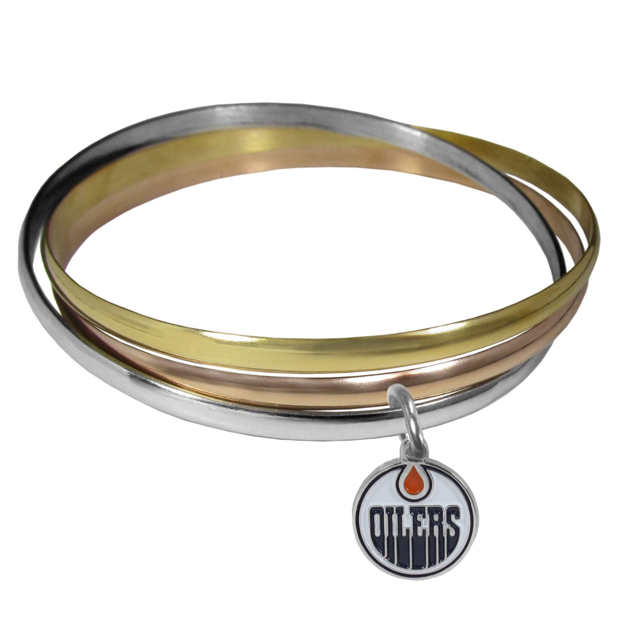 Picture of Siskiyou HBTB90 Female NHL Edmonton Oilers Tri-color Bangle Bracelet - One Size