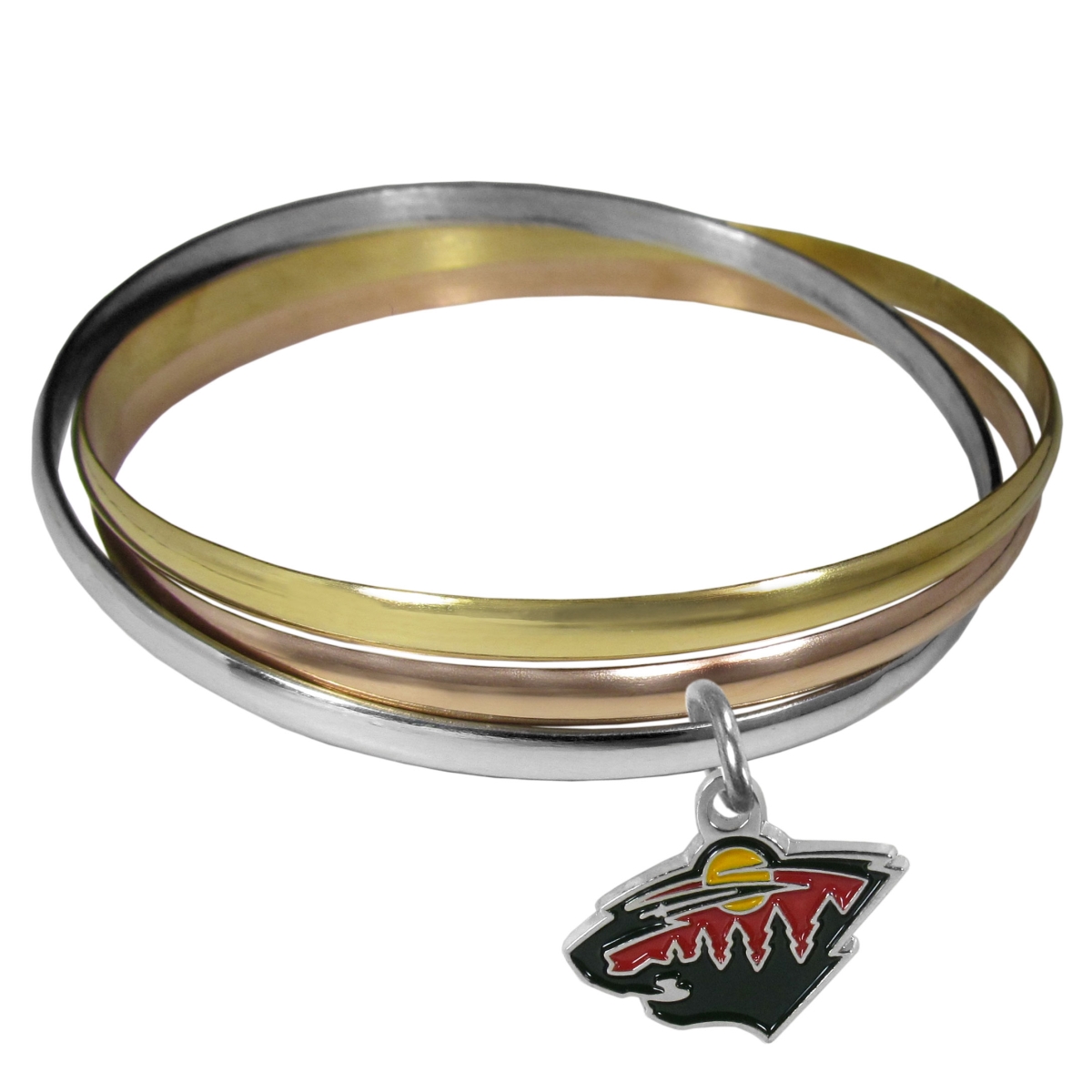 Picture of Siskiyou HBTB145 Female NHL Minnesota Wild Tri-color Bangle Bracelet - One Size