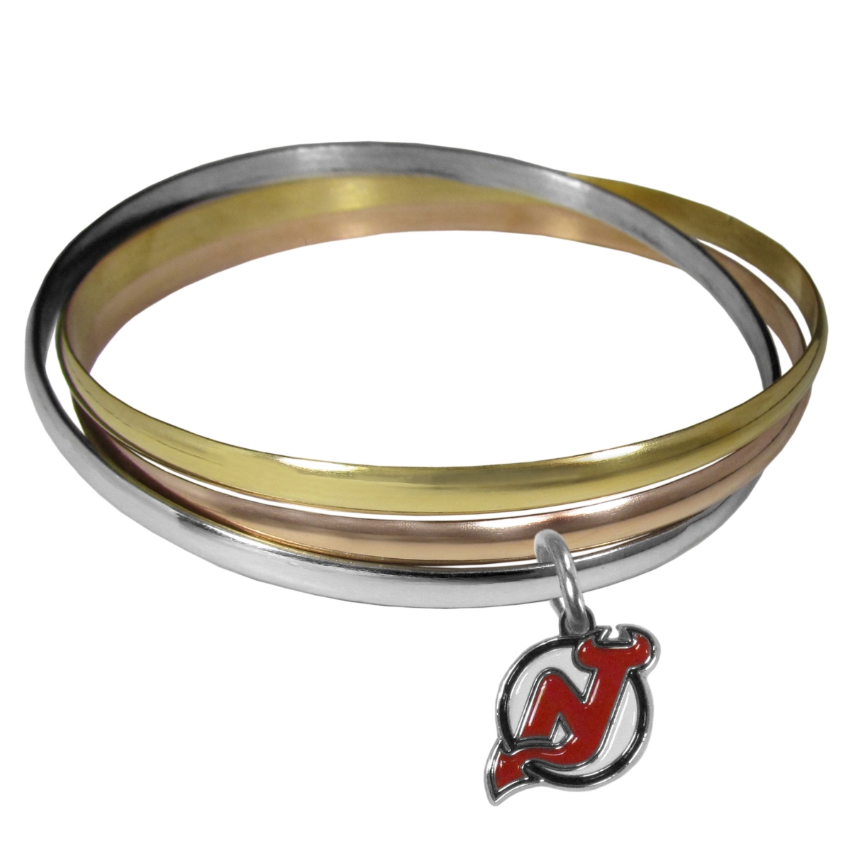 Picture of Siskiyou HBTB50 Female NHL New Jersey Devils Tri-color Bangle Bracelet - One Size