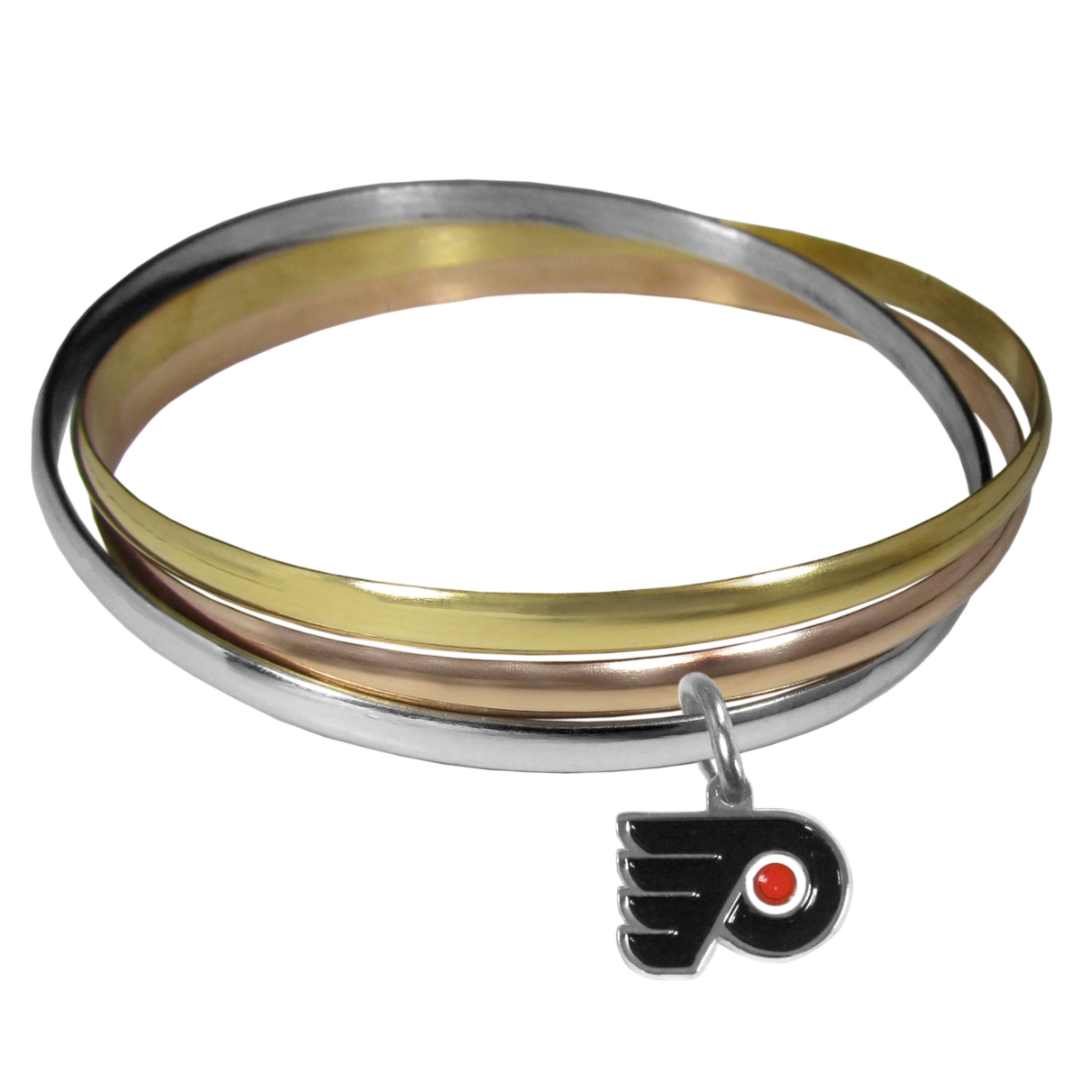 Picture of Siskiyou HBTB65 Female NHL Philadelphia Flyers Tri-color Bangle Bracelet - One Size