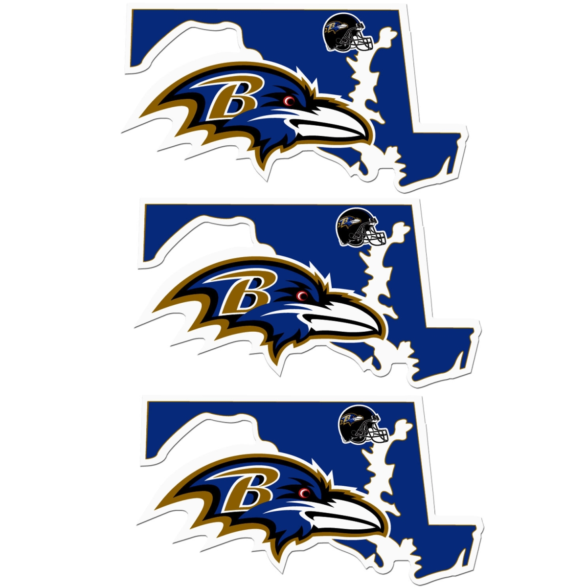 Siskiyou F3HSD180 Unisex NFL Baltimore Ravens Home State Decal - One Size - Pack of 3