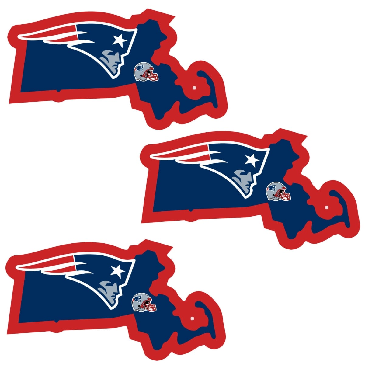 Siskiyou F3HSD120 Unisex NFL New England Patriots Home State Decal - One Size - Pack of 3
