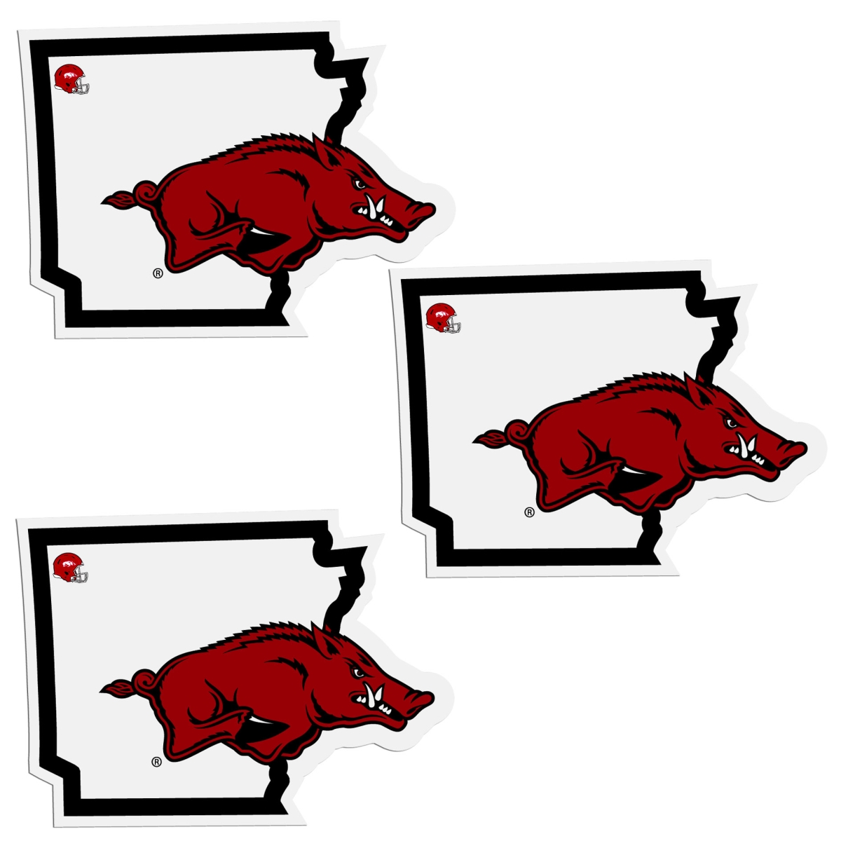 Siskiyou C3HSD12 Unisex NCAA Arkansas Razorbacks Home State Decal - Pack of 3