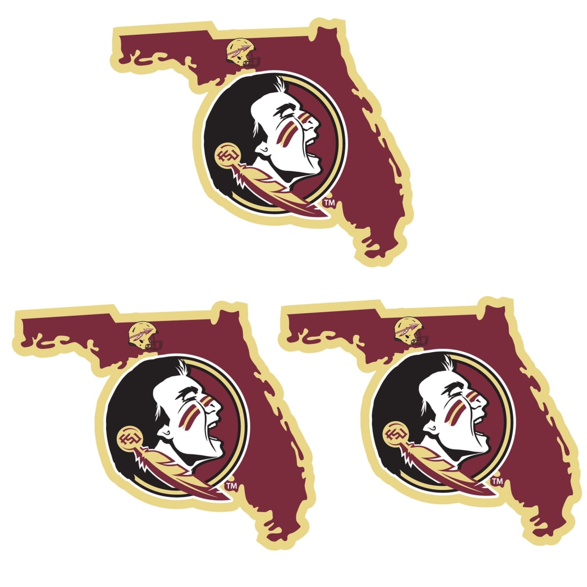 Siskiyou C3HSD7 Unisex NCAA Florida State Seminoles Home State Decal - One Size - Pack of 3