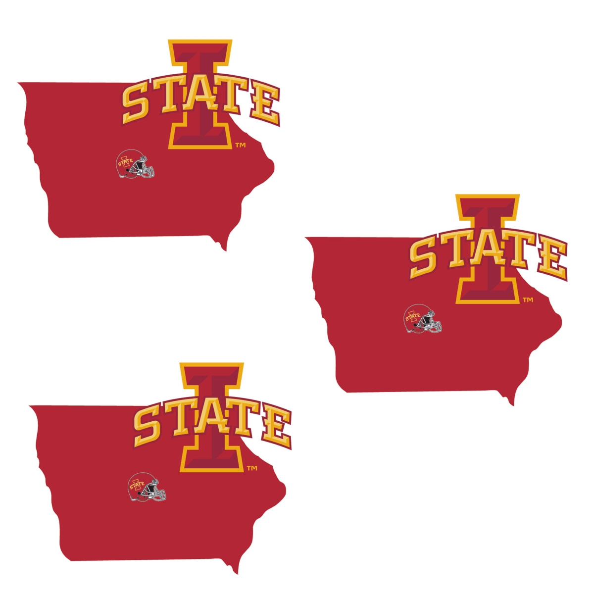 Siskiyou C3HSD83 Unisex NCAA Iowa State Cyclones Home State Decal - One Size - Pack of 3