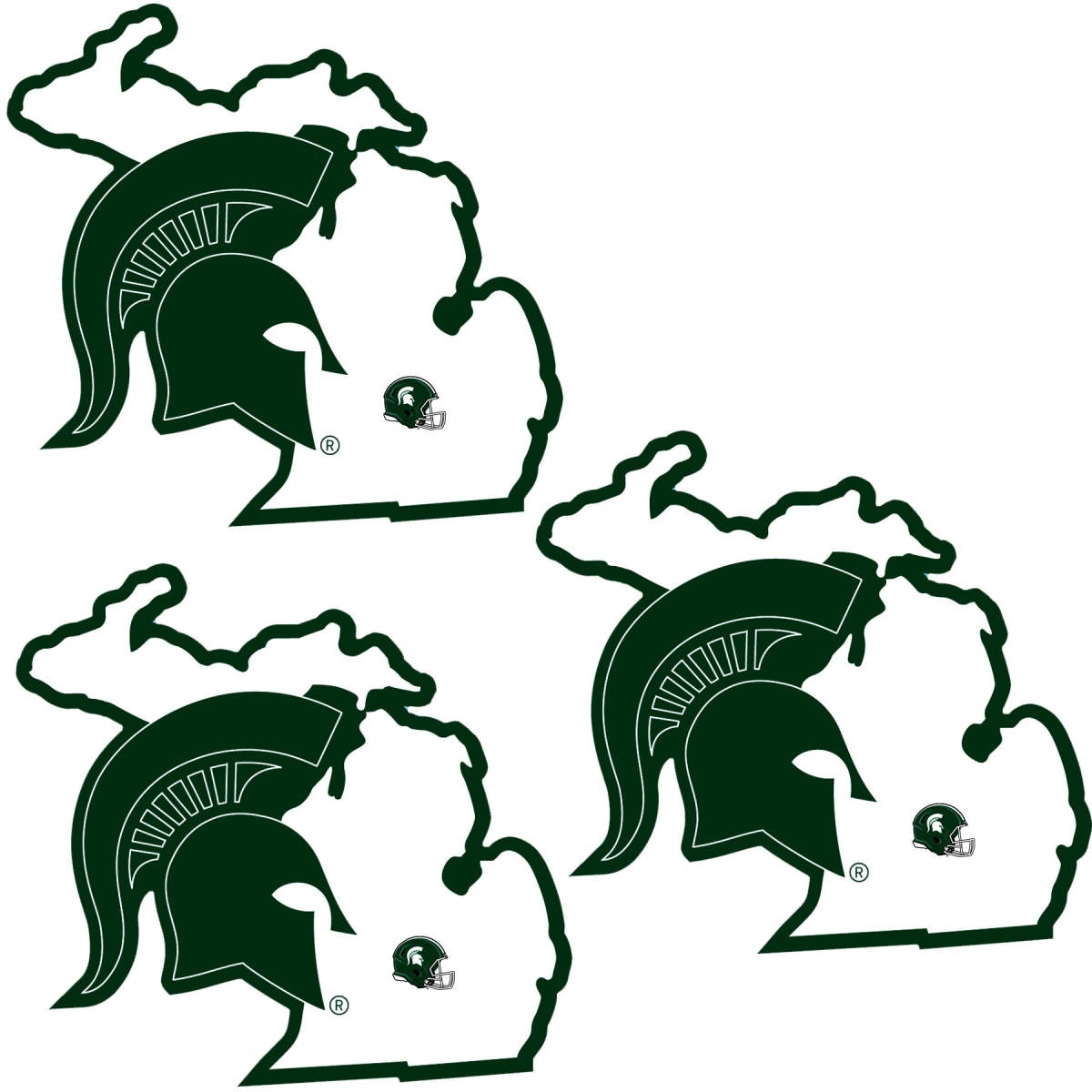 Siskiyou C3HSD41 Unisex NCAA Michigan State Spartans Home State Decal - One Size - Pack of 3