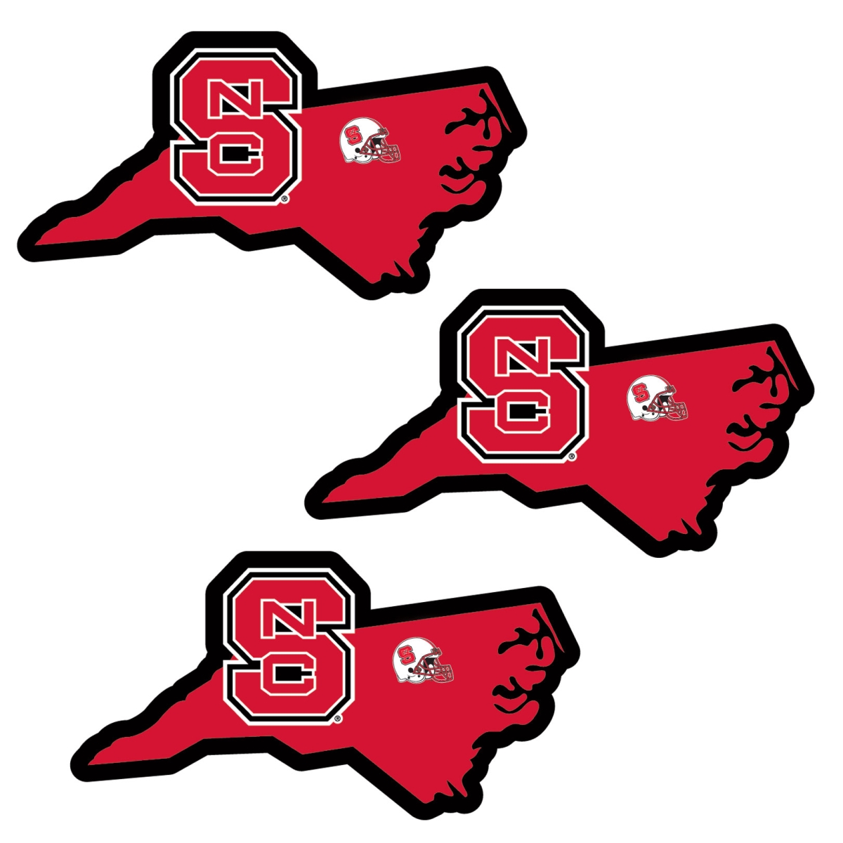 Siskiyou C3HSD79 Unisex NCAA North Carolina State Wolfpack Home State Decal - One Size - Pack of 3