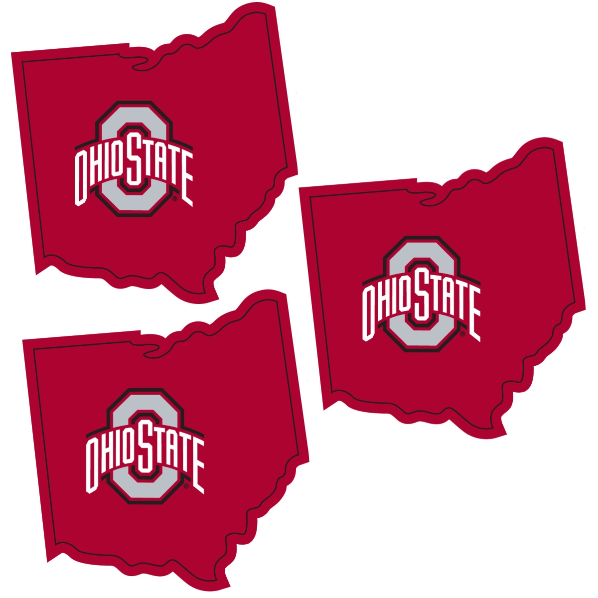Siskiyou C3HSD38 Unisex NCAA Ohio State Buckeyes Home State Decal - One Size - Pack of 3