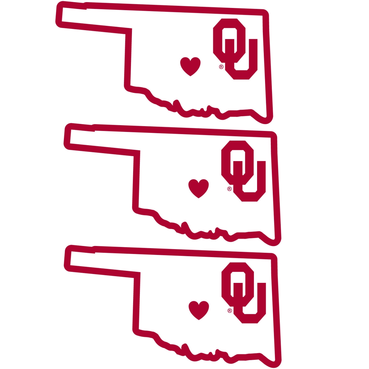 Siskiyou C3HSD48 Unisex NCAA Oklahoma Sooners Home State Decal - One Size - Pack of 3