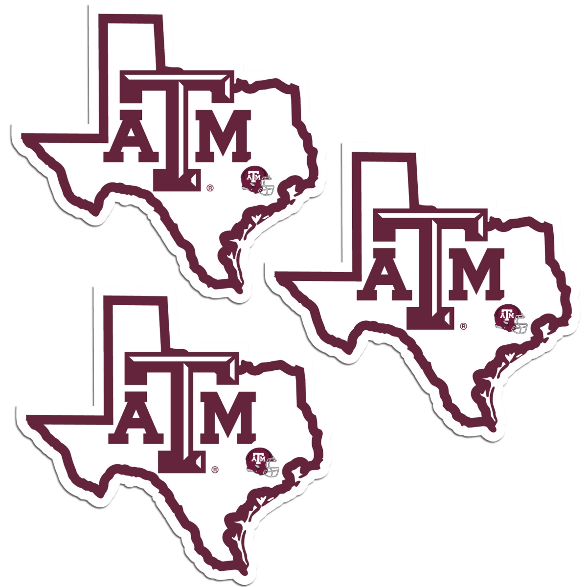 Siskiyou C3HSD26 Unisex NCAA Texas A & M Aggies Home State Decal - One Size - Pack of 3