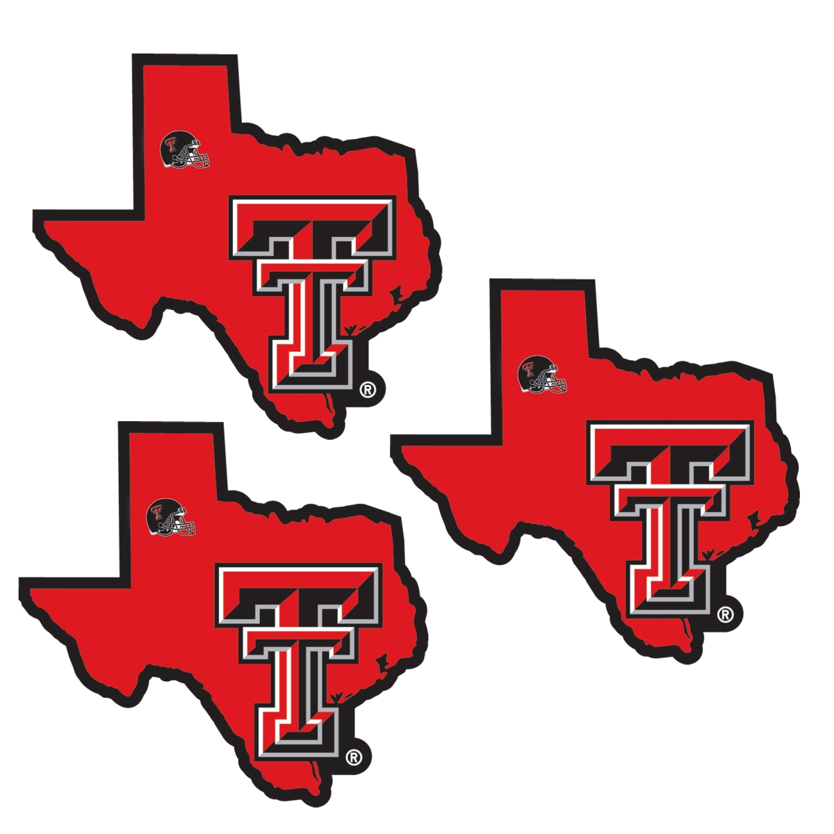 Siskiyou C3HSD30 Unisex NCAA Texas Tech Raiders Home State Decal - One Size - Pack of 3