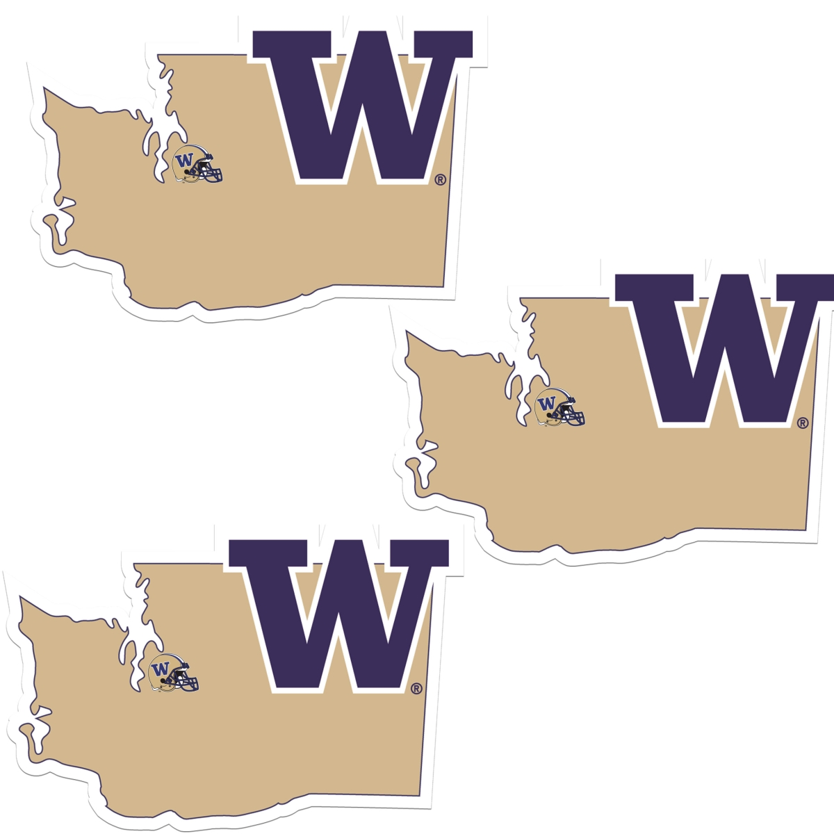 Siskiyou C3HSD49 Unisex NCAA Washington Huskies Home State Decal - One Size - Pack of 3