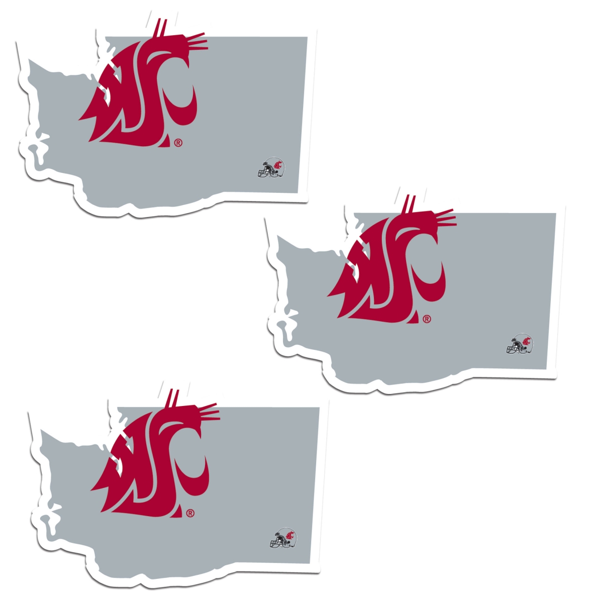 Siskiyou C3HSD71 Unisex NCAA Washington State Cougars Home State Decal - One Size - Pack of 3