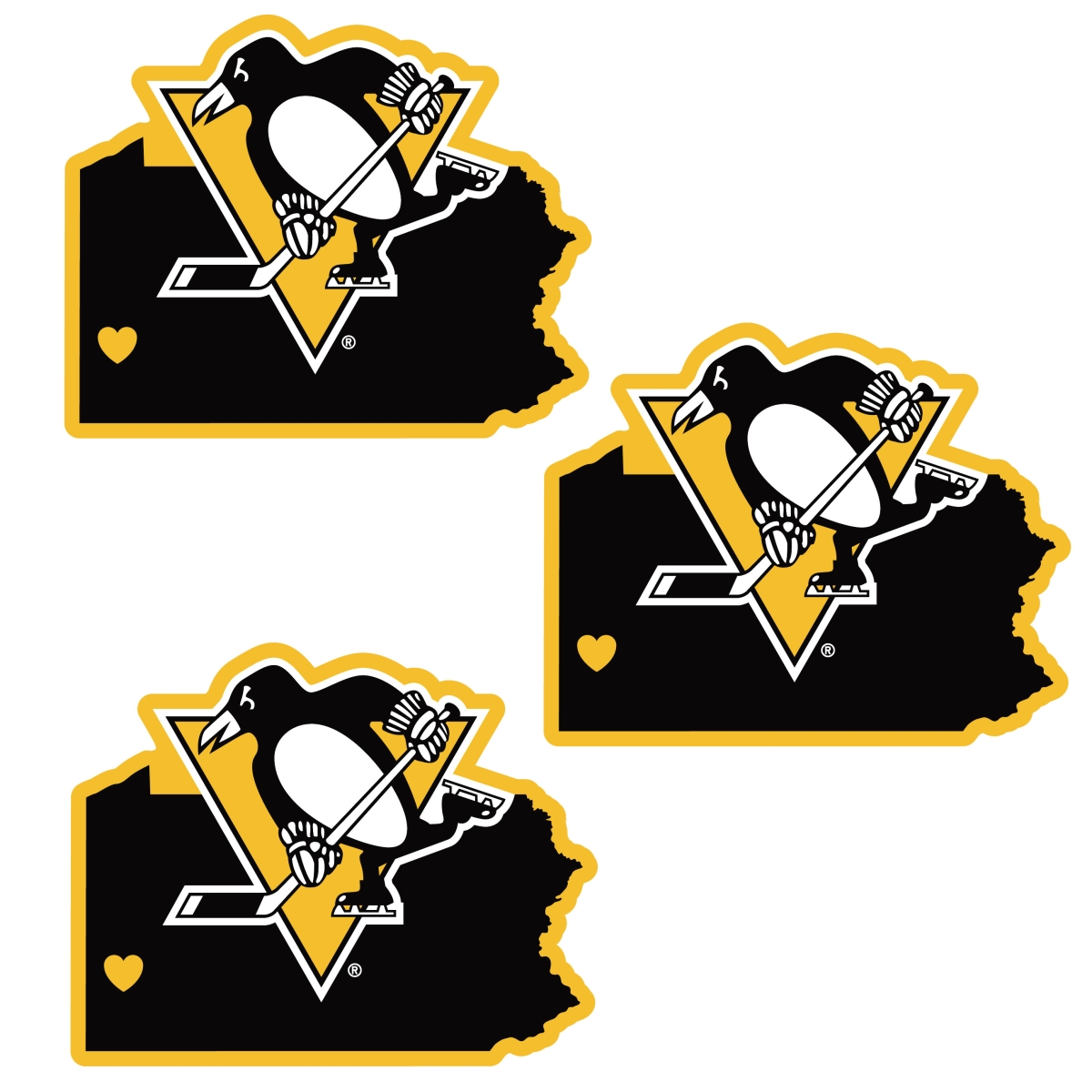 Siskiyou H3HSD100 Unisex NHL Pittsburgh Penguins Home State Decal - One Size - Pack of 3