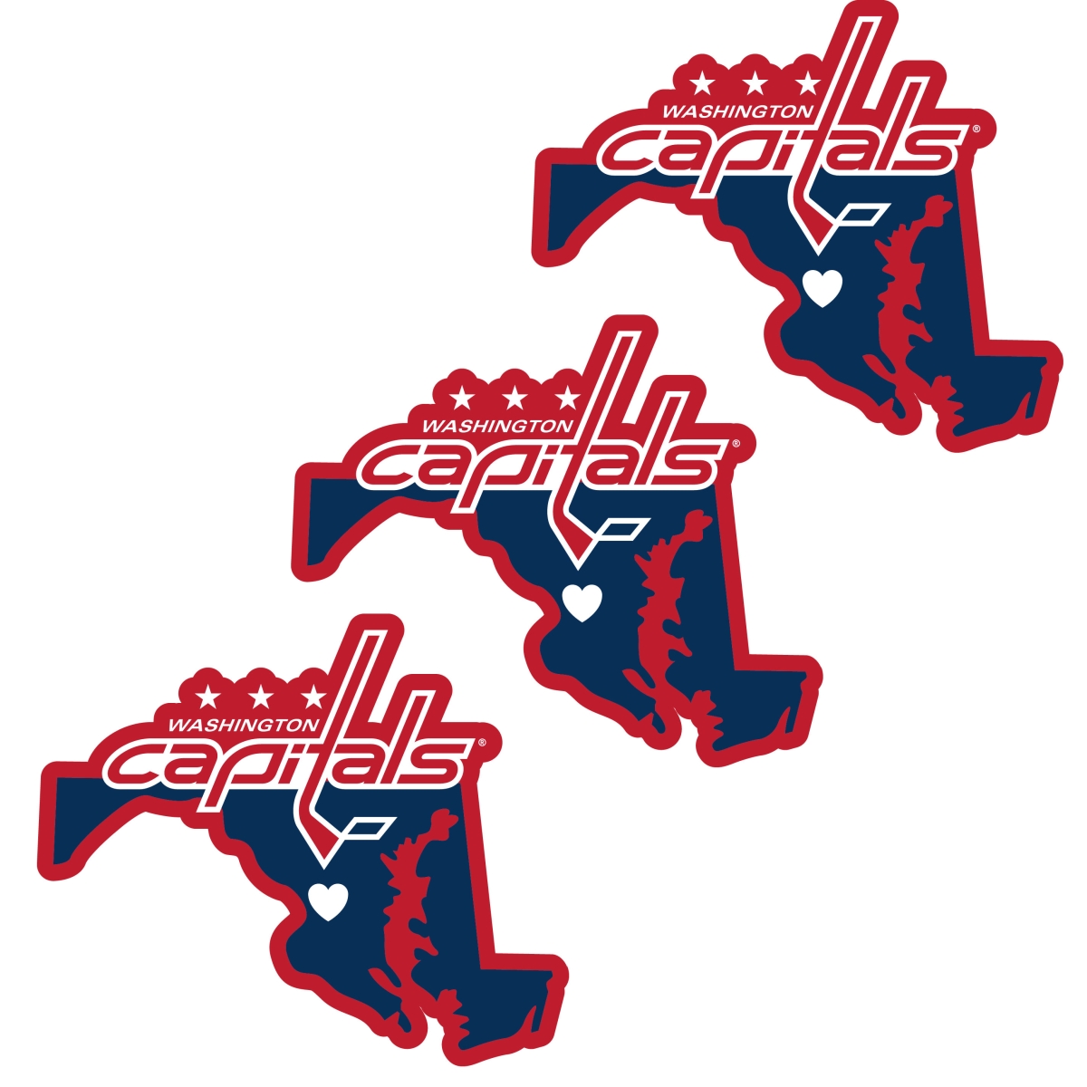 Siskiyou H3HSD150 Unisex NHL Washington Capitals Home State Decal - One Size - Pack of 3
