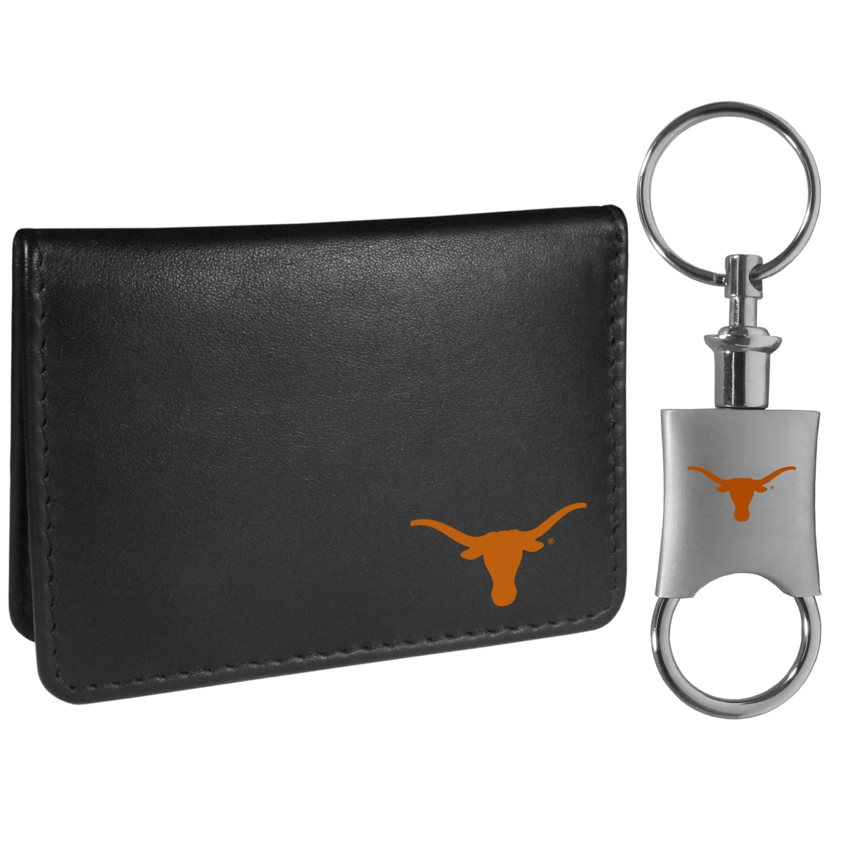 Unisex NCAA Texas Longhorns Weekend Bi-fold Wallet & Valet Key Chain, Black