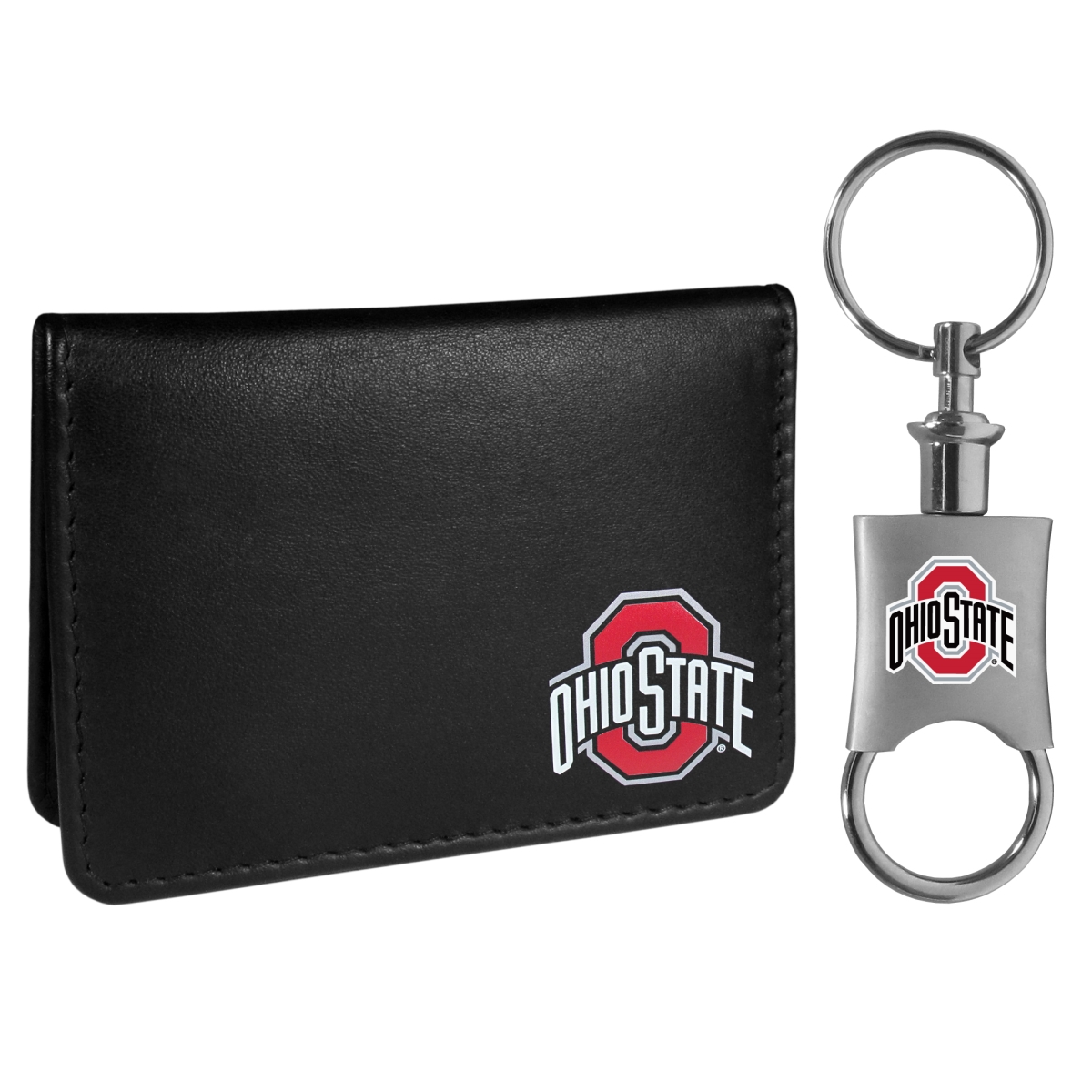 Siskiyou  Unisex NCAA Ohio State Buckeyes Weekend Bi-fold Wallet & Valet Key Chain, Black