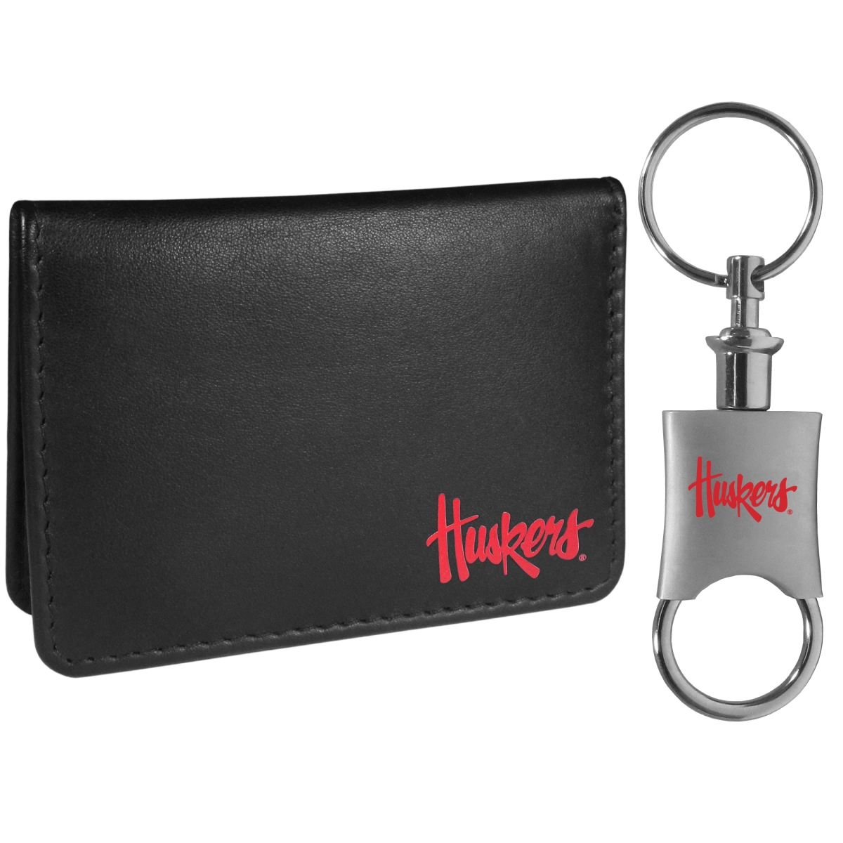 Siskiyou CBIM3KPV Unisex NCAA Nebraska Cornhuskers Weekend Bi-fold Wallet & Valet Key Chain, Black