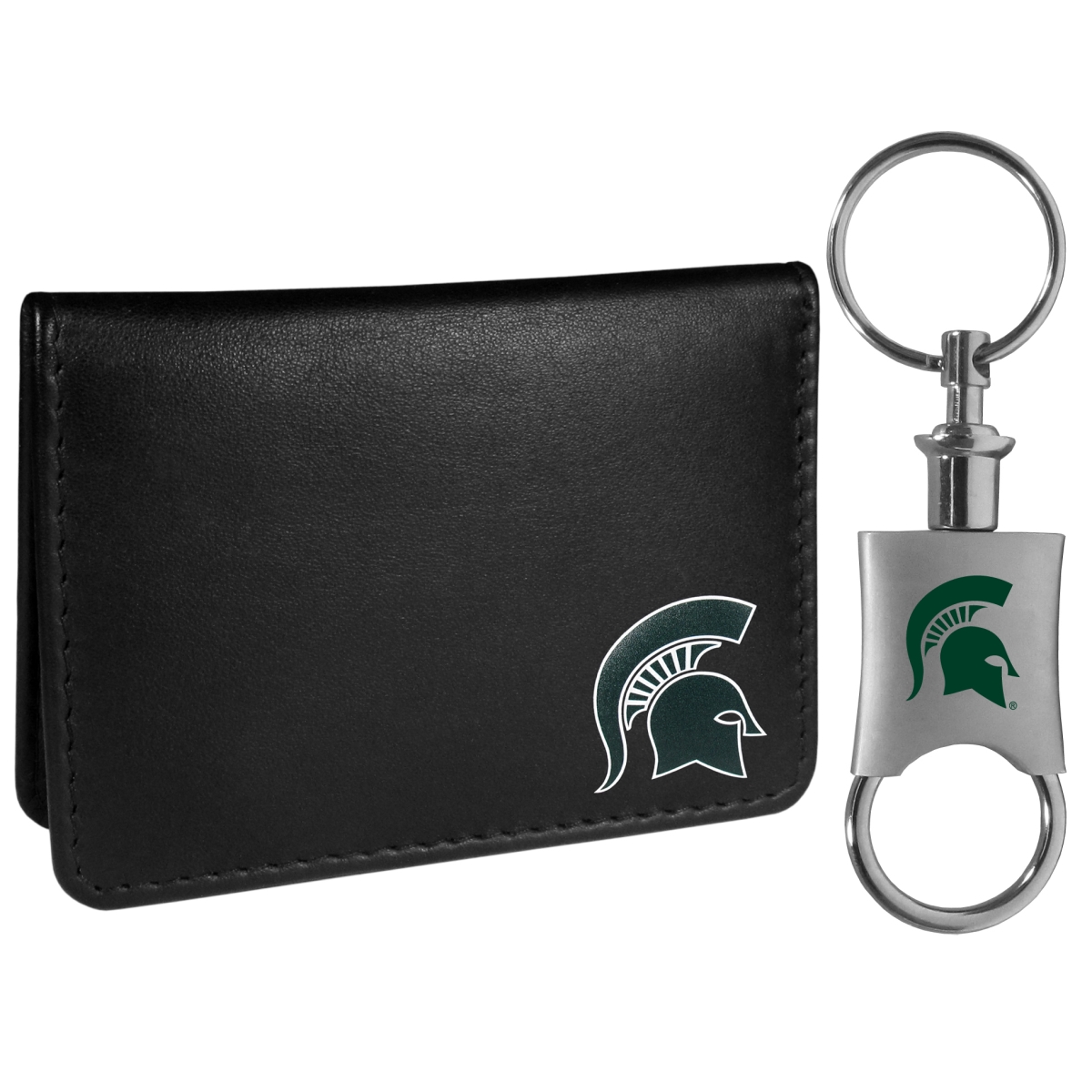 Siskiyou CBIM41KPV Unisex NCAA Michigan State Spartans Weekend Bi-fold Wallet & Valet Key Chain, Black